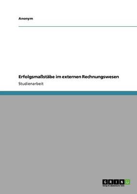 Book cover for Erfolgsmassstabe Im Externen Rechnungswesen