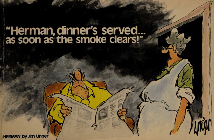 Book cover for "Herman, Dinner's Served-- As Soon as the Smoke Clears!"