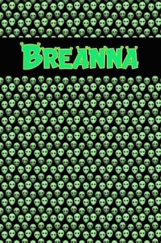 Cover of 120 Page Handwriting Practice Book with Green Alien Cover Breanna