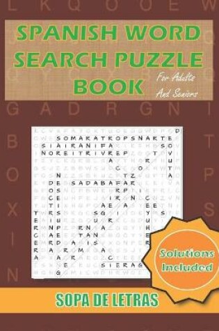 Cover of Spanish Word Search Puzzle Book For Adults and Seniors