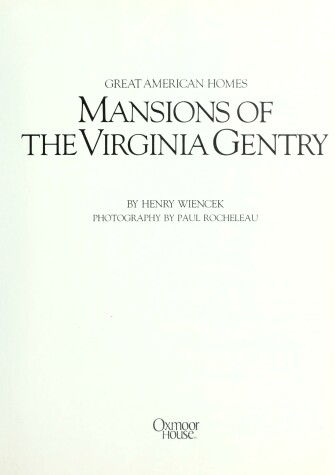 Cover of Mansions of the Virginia Gentry