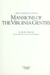 Book cover for Mansions of the Virginia Gentry