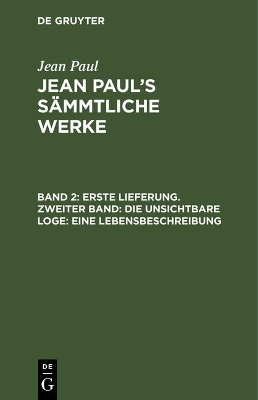 Book cover for Jean Paul's Sammtliche Werke, Band 2, Erste Lieferung. Zweiter Band