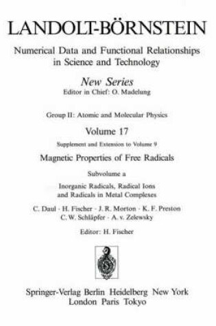 Cover of Inorganic Radicals, Radical Ions and Radicals in Metal Complexes / Anorganische Radikale, Radikalionen und Radikale in Metallkomplexen