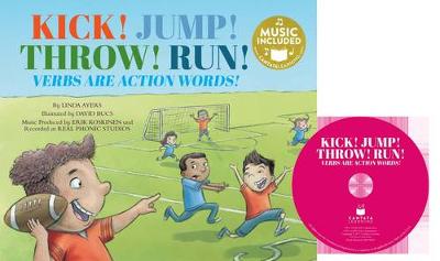 Book cover for Read, Sing, Learn Songs About the Parts of Speech Kick Jump Throw Run Verbs are Action Words