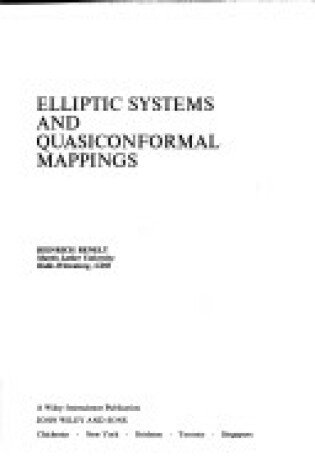 Cover of Elliptic Systems and Quasiconformal Mappings