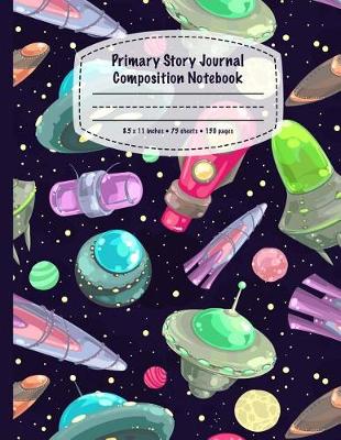 Book cover for Cartoon UFO Primary Story Journal Composition Notebook