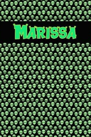 Cover of 120 Page Handwriting Practice Book with Green Alien Cover Marissa