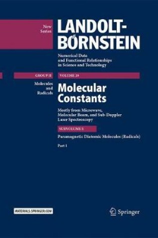 Cover of Molecular Constants Mostly from Microwave, Molecular Beam, and Sub-Doppler Laser Spectroscopy