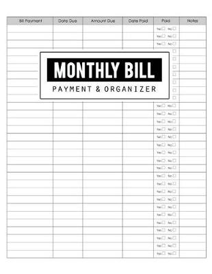 Book cover for Monthly Bill Payment & Organizer