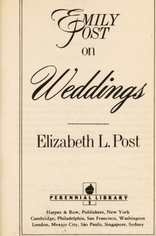 Cover of Emily Post on Weddings