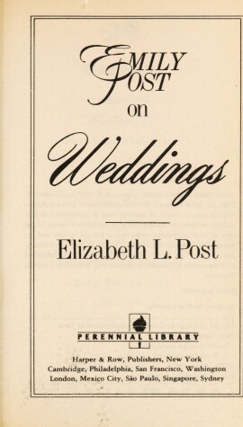 Book cover for Emily Post on Weddings