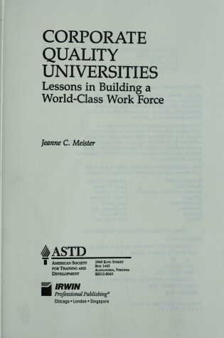 Cover of Corporate Quality Universities