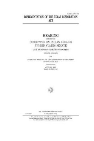 Cover of Implementation of the Texas Restoration Act