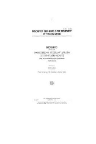 Cover of Prescription drug issues in the Department of Veterans Affairs