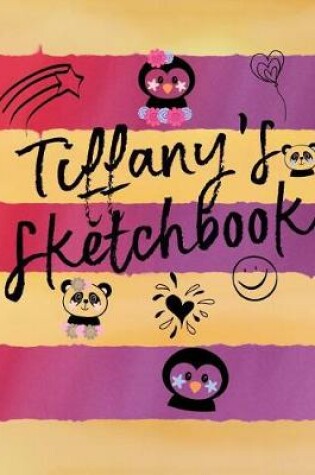 Cover of Pink, Purple, and Gold Penguin Panda Personalized Tiffany 200 Pages Sketchbook Journal