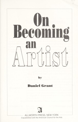 Cover of On Becoming an Artist