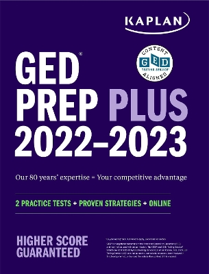 Cover of GED Test Prep Plus 2022-2023: Includes 2 Full Length Practice Tests, 1000+ Practice Questions, and 60 Hours of Online Video Instruction