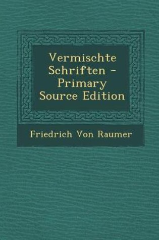 Cover of Vermischte Schriften