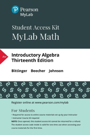 Cover of MyLab Math -- 24 Month Standalone Access Card -- for Introductory Algebra