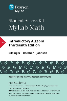 Book cover for MyLab Math -- 24 Month Standalone Access Card -- for Introductory Algebra