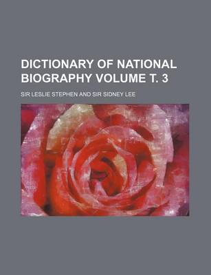 Book cover for Dictionary of National Biography Volume . 3