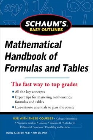 Cover of Schaum's Easy Outline of Mathematical Handbook of Formulas and Tables, Revised Edition