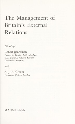 Book cover for Management of Britain's External Relations