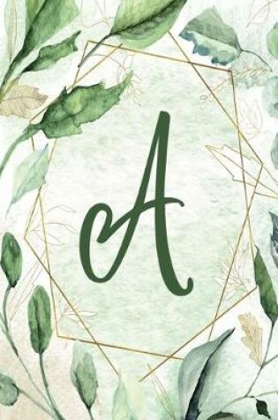 Cover of Notebook 6"x9" - Letter A - Green Gold Floral Design