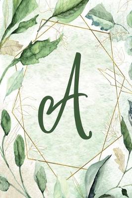 Cover of Notebook 6"x9" - Letter A - Green Gold Floral Design