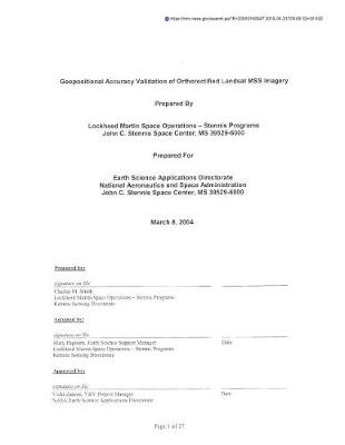 Book cover for Geopositional Accuracy Validation of Orthorectified Landsat Mss Imagery