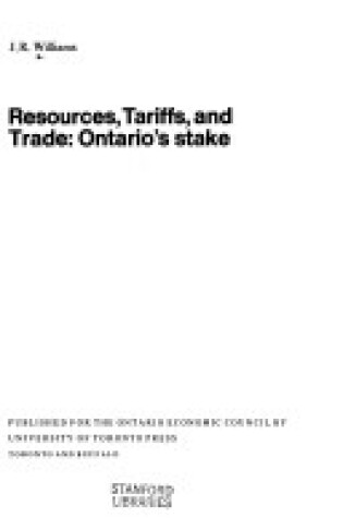 Cover of Resources, Tariffs and Trade