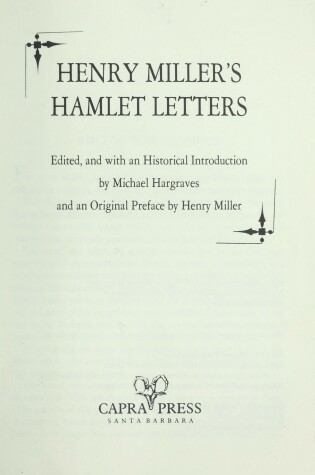 Cover of "Hamlet" Letters