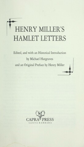 Book cover for "Hamlet" Letters