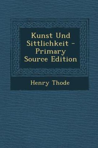 Cover of Kunst Und Sittlichkeit