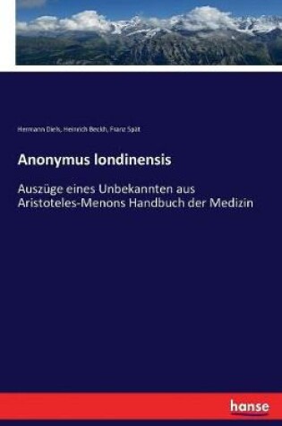 Cover of Anonymus londinensis