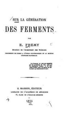 Cover of Sur la generation des ferments