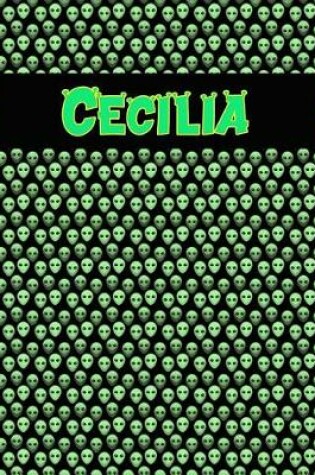 Cover of 120 Page Handwriting Practice Book with Green Alien Cover Cecilia