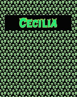 Book cover for 120 Page Handwriting Practice Book with Green Alien Cover Cecilia