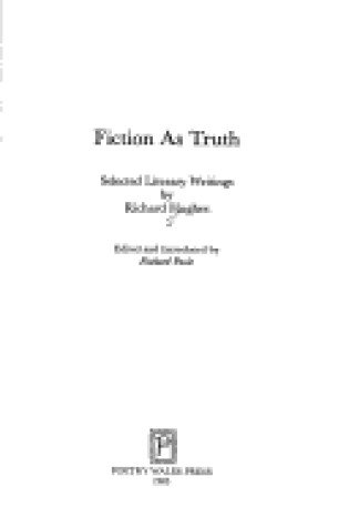Cover of Fiction as Truth