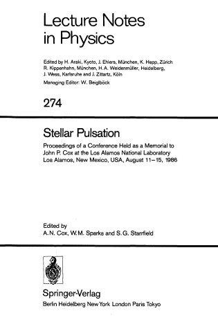 Cover of Stellar Pulsation - A Memorial to John P. Cox