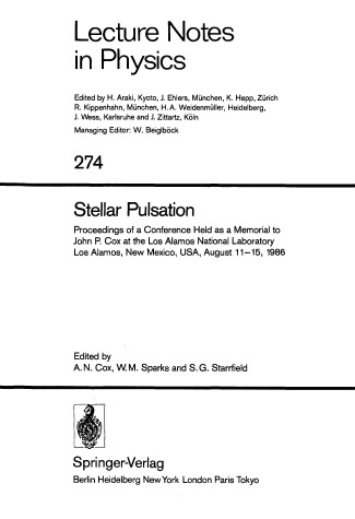 Book cover for Stellar Pulsation - A Memorial to John P. Cox