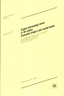 Cover of Export Processing Zones in Sri Lanka: Economic Impact and Social Issues