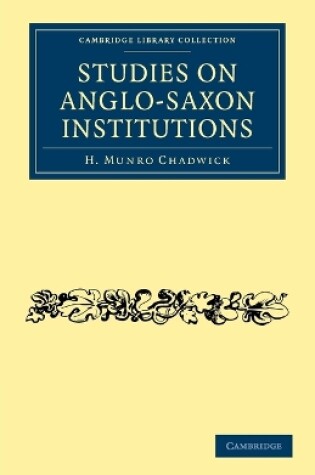 Cover of Studies on Anglo-Saxon Institutions