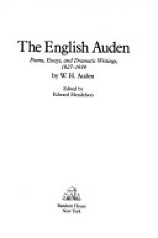 Cover of The English Auden