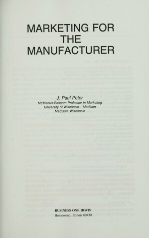 Book cover for Marketing for the Manufacturer