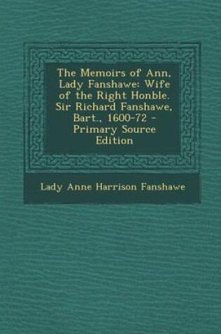 Cover of Memoirs of Ann, Lady Fanshawe