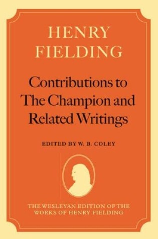 Cover of Henry Fielding: Contributions to The Champion, and Related Writings