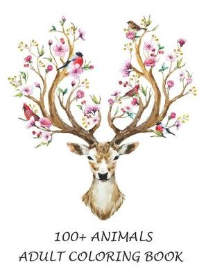 Book cover for 100+ Animals Adult coloring book