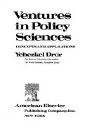 Cover of Ventures in Policy Sciences